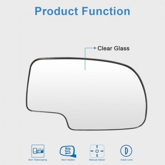 Passenger Side Mirror Glass Manual For 1999-2007 Chevy Silverado GMC Sierra