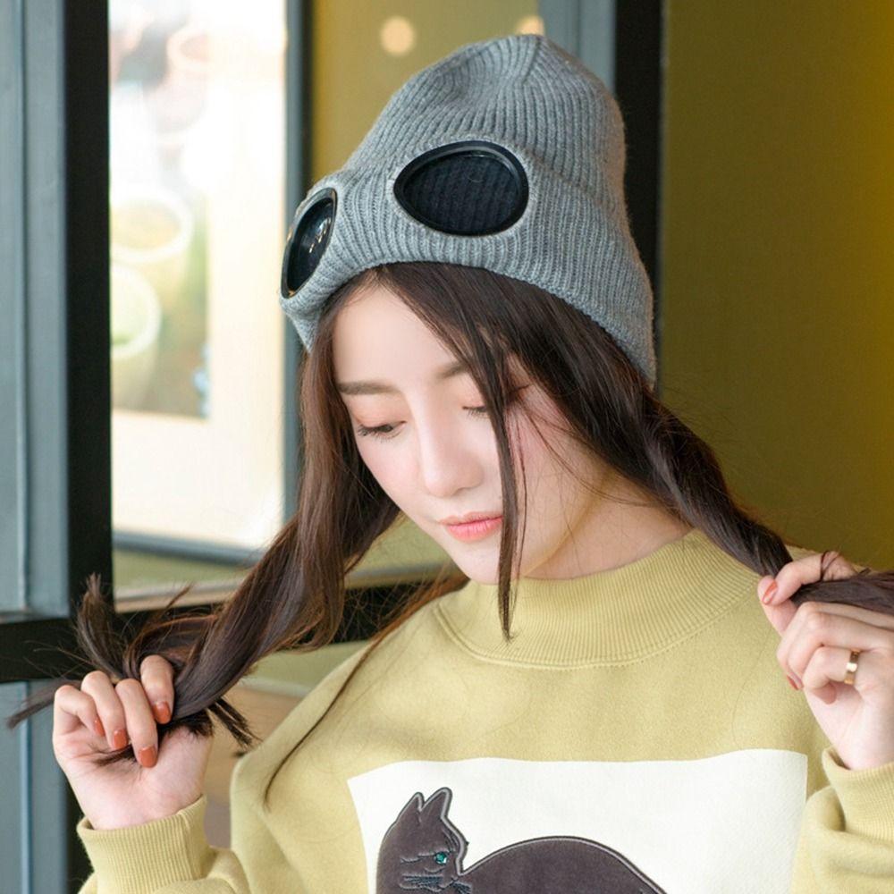 With Glasses Ear Protection Men Beanie Caps Women Wool Caps Knitted Hats Ski Cap Korean Beanies