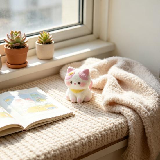 2 шт. Фигурки кошек Смола Флок Мини Милые Кошки Декор для приборной панели автомобиля Рабочего стола Спальни Кухонной столешницы Аксессуары