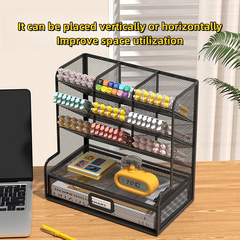 Сетчатый настольный стационарный органайзер, многофункциональный держатель, стеллаж для хранения для школы, домашнего офиса, художественные принадлежности, сетчатый держатель для ручек