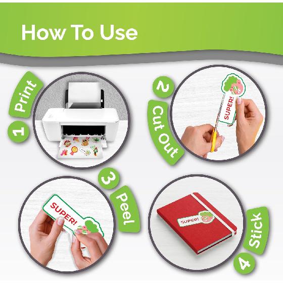 Премиальная самоклеящаяся виниловая бумага для печати на струйном принтере - 34 листа Самоклеящиеся листы Матовый белый Водонепроницаемый, Быстро сохнет Яркие цвета, Держится