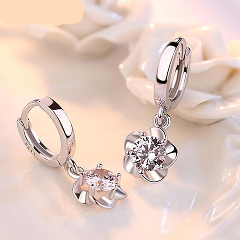 Серьги из стерлингового серебра 925 пробы, ювелирные изделия, высокое качество, ретро, ​​простой узор, фиолетовые, белые серьги с цирконием