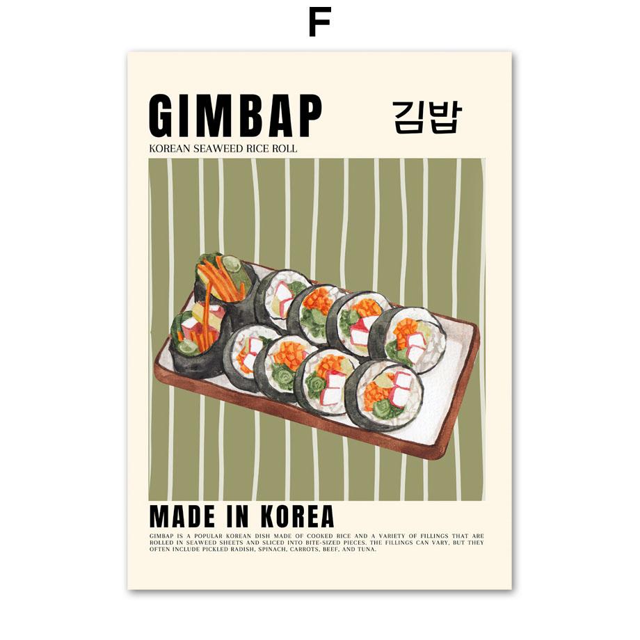 Retro Korean Food Cuisine Kimchi Wall Art Canvas Painting Nordic Posters And Prints Wall Pictures For Kitchen Dinning Room Decor