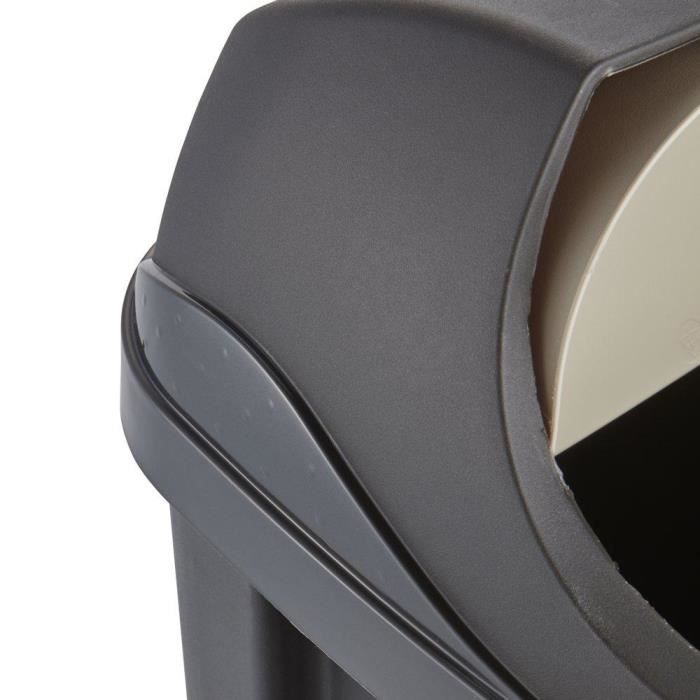 OKT 2053713 Poubelle Roll-Top 50 L En Graphite/crème, Plastique, 39 X 29,5 X 67,5 Cm