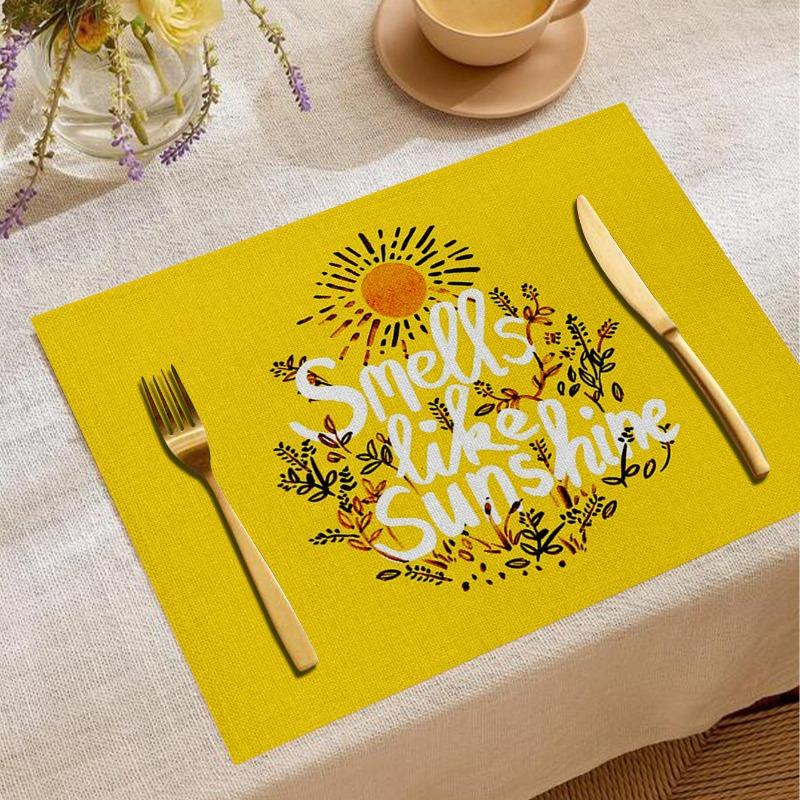 Желтая Минималистичная Подставка под Тарелку Льняная Термоизоляционная Нестираемая Подставка Теплостойкая Посуда Термоизоляционная Скатерть