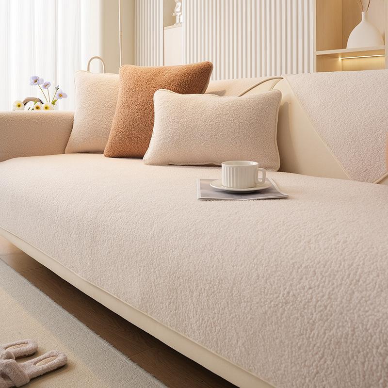 Зимняя подушка для дивана, плюшевые новые нескользящие подушки для сиденья, простые современные однотонные чехлы для диванов, ткань