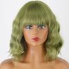 Женский короткий волнистый парик с челкой, синтетическое волокно, натуральный зеленый парик с волнами воды, повседневная одежда для косплея