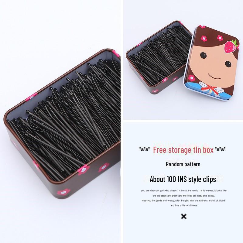 Одинарная черная шпилька-зажим для челок и высоких причесок