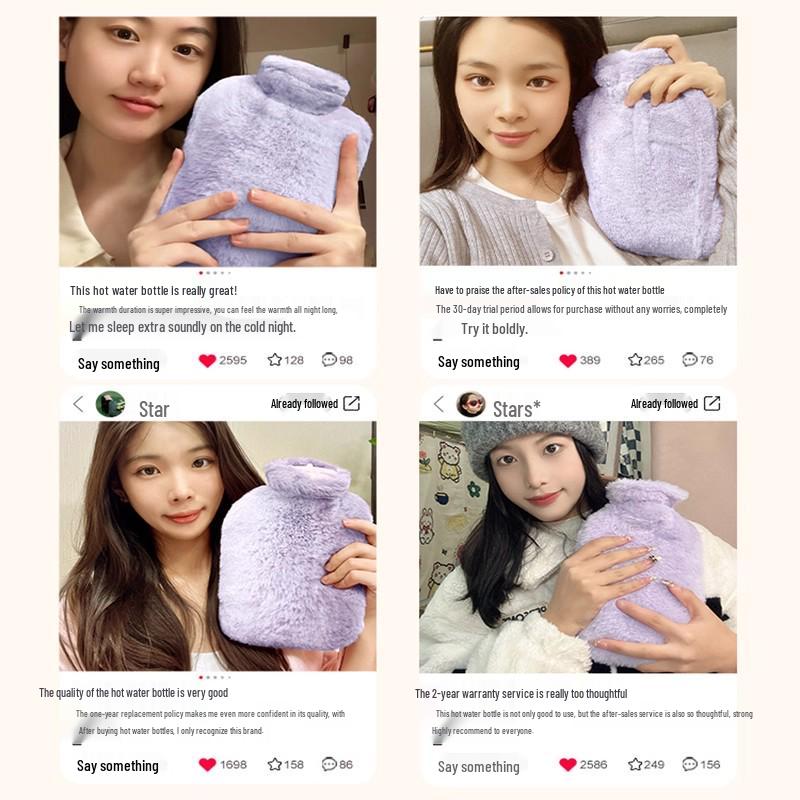 Plush Imitation Rabbit Fur Hot Water Bottle: Hand, Foot, and Bed Warmer