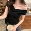 Swing Collar Slim Slimming Stretch Short-sleeved T-shirt Women's Summer 2025 New Hot Girl Short Top