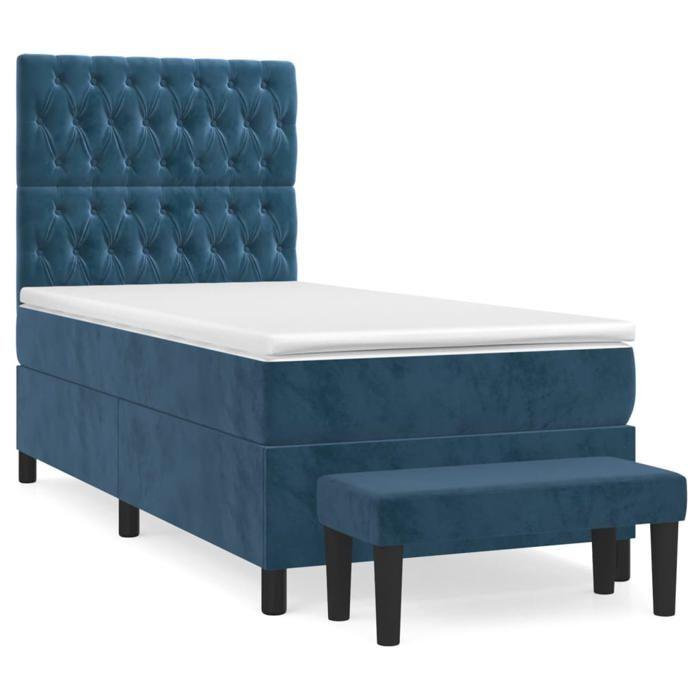 Maison Exclusive - Sommier à lattes de lit avec matelas Bleu foncé 100x200 cm