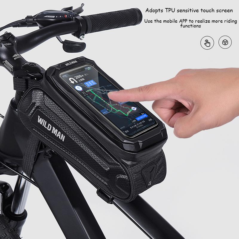 WILD MAN Rainproof Bike Bag Hard Shell Bicycle Phone Holder Case Touch Screen Cycling Bag 6.7 Inch Phone Case Mtb Accessories