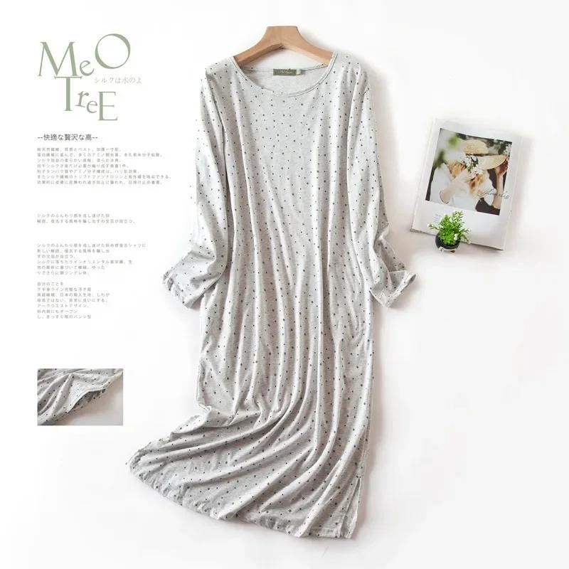 Plus Size Multi Colors Women Printing Nightdress for Spring and Autumn Long Sleeve Ladies Cute Sleepwear Long Style Nightgown