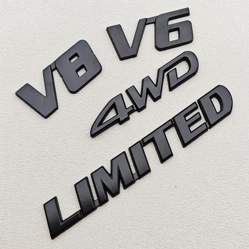 3D Metal Car Sticker Logo 4WD V6 V8 LIMITED Fender Side Badge Rear Trunk Emblem For Toyota LC150 LC200 4Runner Tundra Accessorie