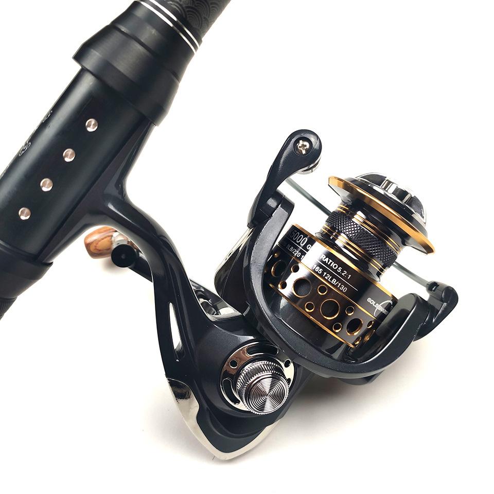 Портативный набор рыболовных снастей из углеродного волокна 5.2:Спиннинговая катушка с 1 передаточным числом 13BB, 1,8-3 м, удочка, крючок для наживки, аксессуары, посылка подходит для лета