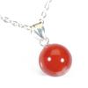 Ожерелье с подвеской из кроваво-красного коралла, серебряный круглый шарик, неокрашенный