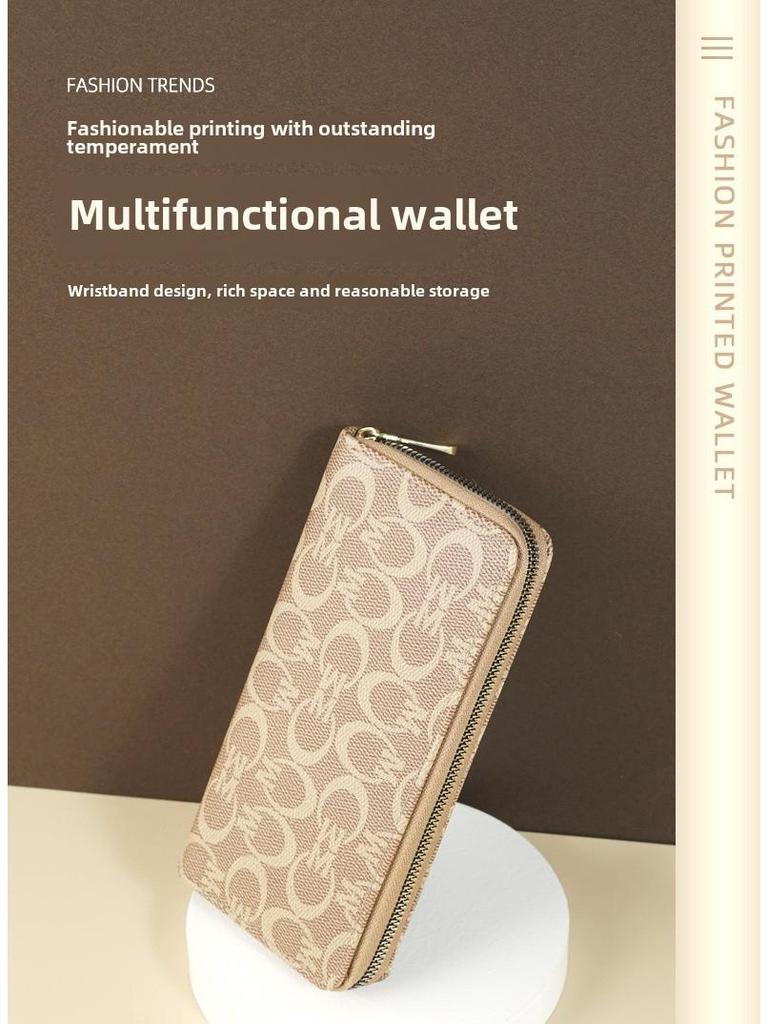 Women's Long Zipper Clutch Wallet 2022 - Korean Style, Large Capacity, Multiple Card Slots, Printed Pattern, Mobile Phone Holder