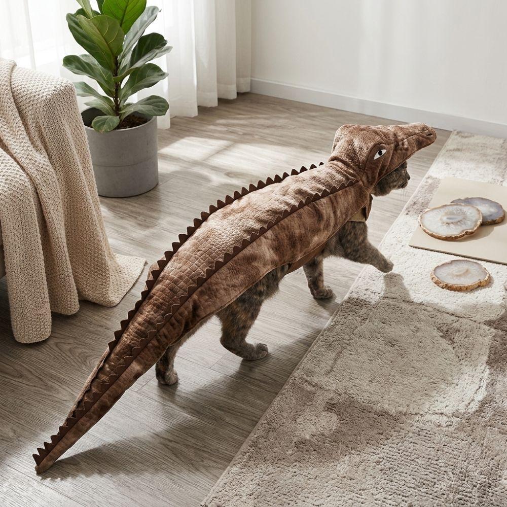 Soft Skin-Friendly Halloween Pet Crocodile Costume Plush Dog Crocodile Suit Birthday Celebration