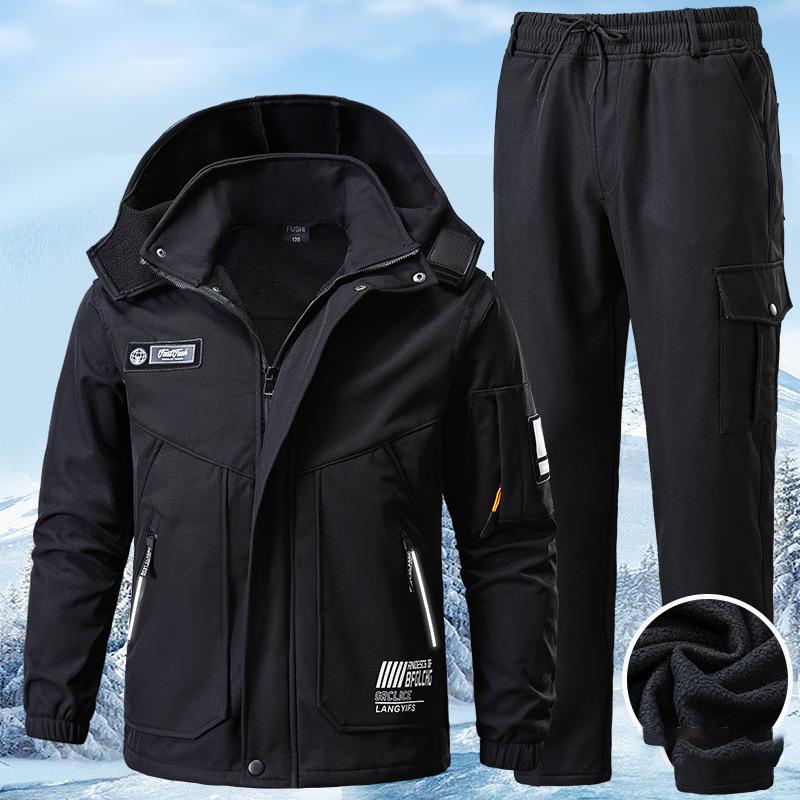 Зимние мужские горные теплые комплекты Водонепроницаемый спортивный костюм Толстовка Спортивные штаны Мужские утепленные комплекты Спортивный костюм