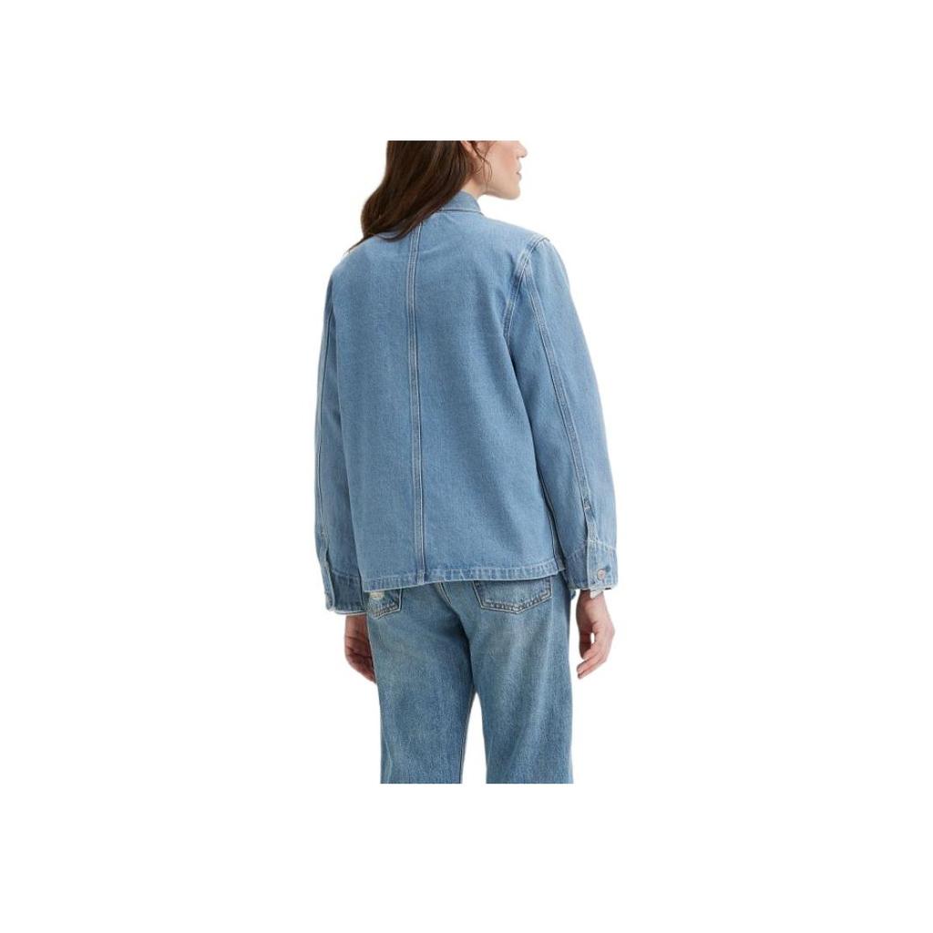 Джинсовая куртка Levis Solid Color Multi-Pocket Straight Cut с длинным рукавом и одной пуговицей, мужские куртки, светло-голубые, A6190-0001