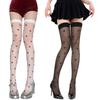 1 Pair Red Heart Pattern Cute Stockings Daily Wear Date Look Party Semi-Sheer Stockings Sexy Black/White
