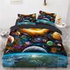 3D Galaxy King Queen Duvet Cover Starry Sky Bedding Set Universe Quilt Cover Outer Space Soft 2/3pcs Comforter Cover Dark Blue
