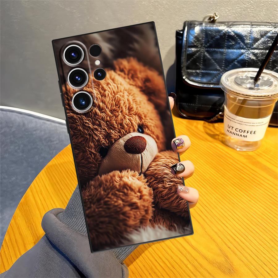 Простой чехол-накладка Funda с мишкой для Samsung Galaxy S26 Ultra S20 Ultra S23 S25 Plus S21 FE S24 S10 S9 Note 20 8 9 10