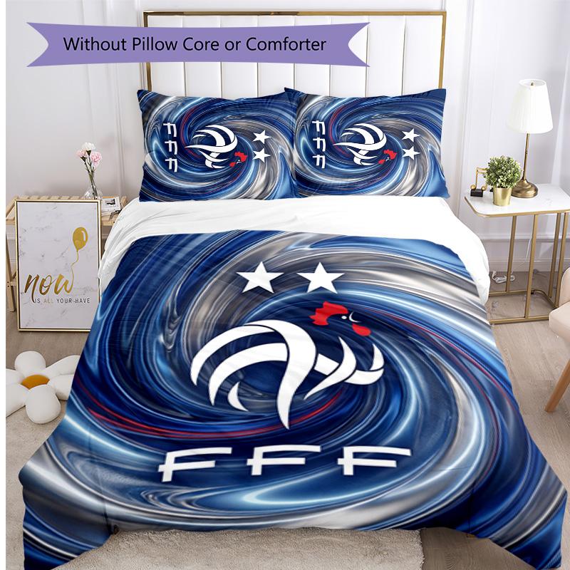 France Football Printed Bedding 3 Piece Set Cozy Breathable Bed Cover Set as Housewarming Holiday Gift