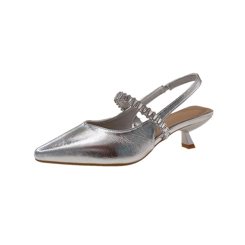 Премиальные сандалии из лакированной кожи женские летние новые универсальные темпераментные дышащие остроносые на шпильке