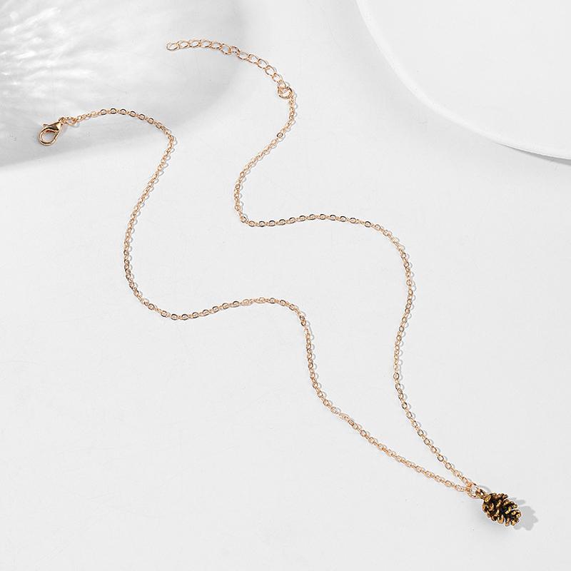 Простые винтажные серьги, ожерелье для женщин, образец кедрового ореха, серьги-гвоздики в виде шишки, ожерелье, ювелирные изделия