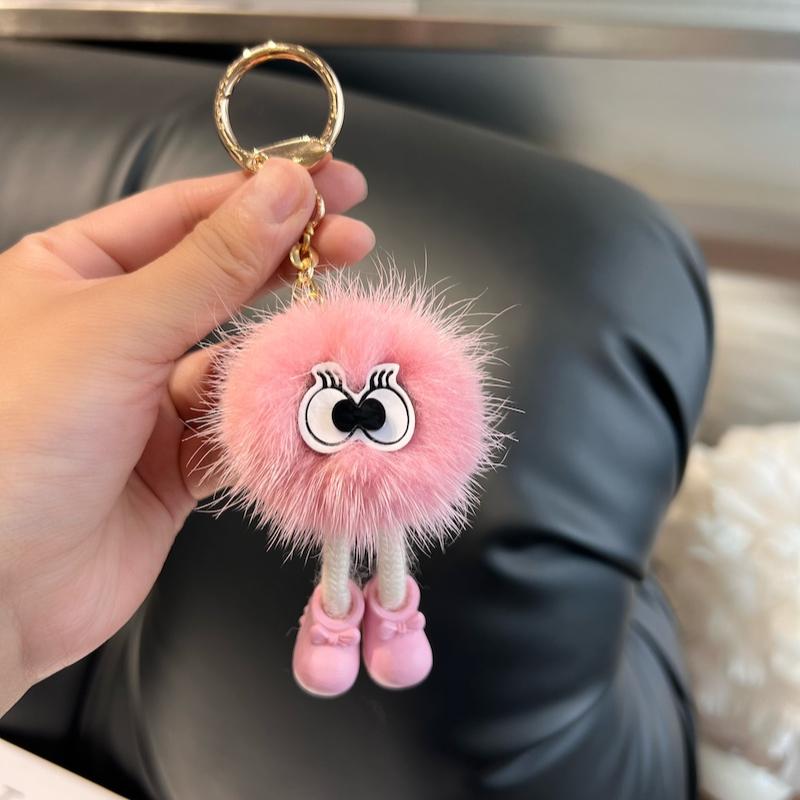 [Милые длинные ножки] Брелок-подвеска для машины из норки, подвеска для сумки-книги с помпоном из меха, популярная в интернете
