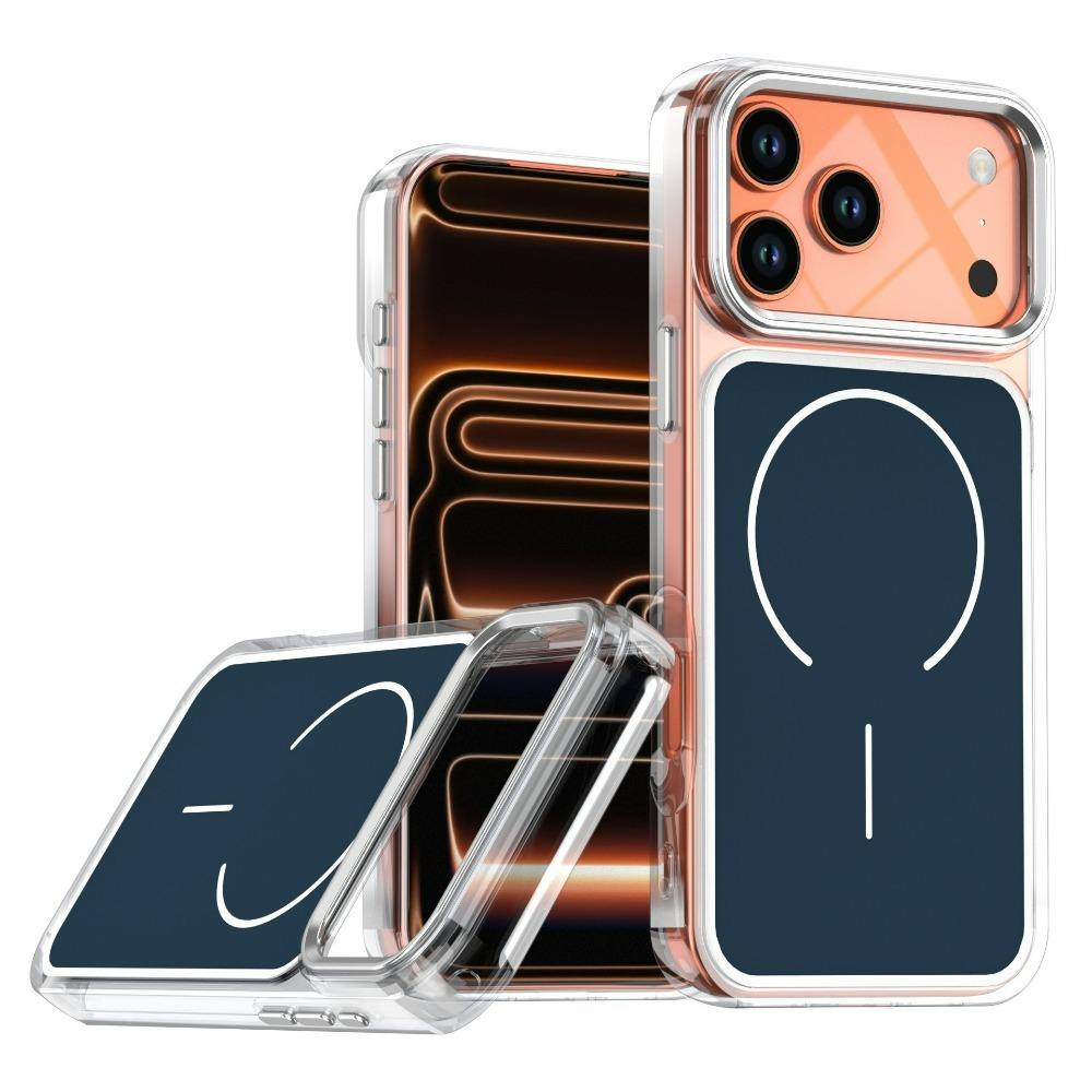 Магнитный чехол с амортизацией для iPhone 17 Pro Max Air 16 15 14 Plus 13 12, мягкий силикон, противоударный, прозрачная рамка