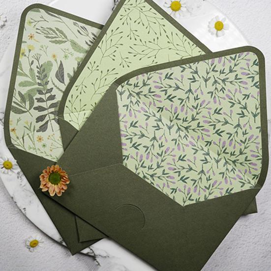 Зеленый бизнес-конверт авокадо, стандартный конверт с самоклеющейся печатью, специальный бумажный материал, конверт с декоративной масляной живописью