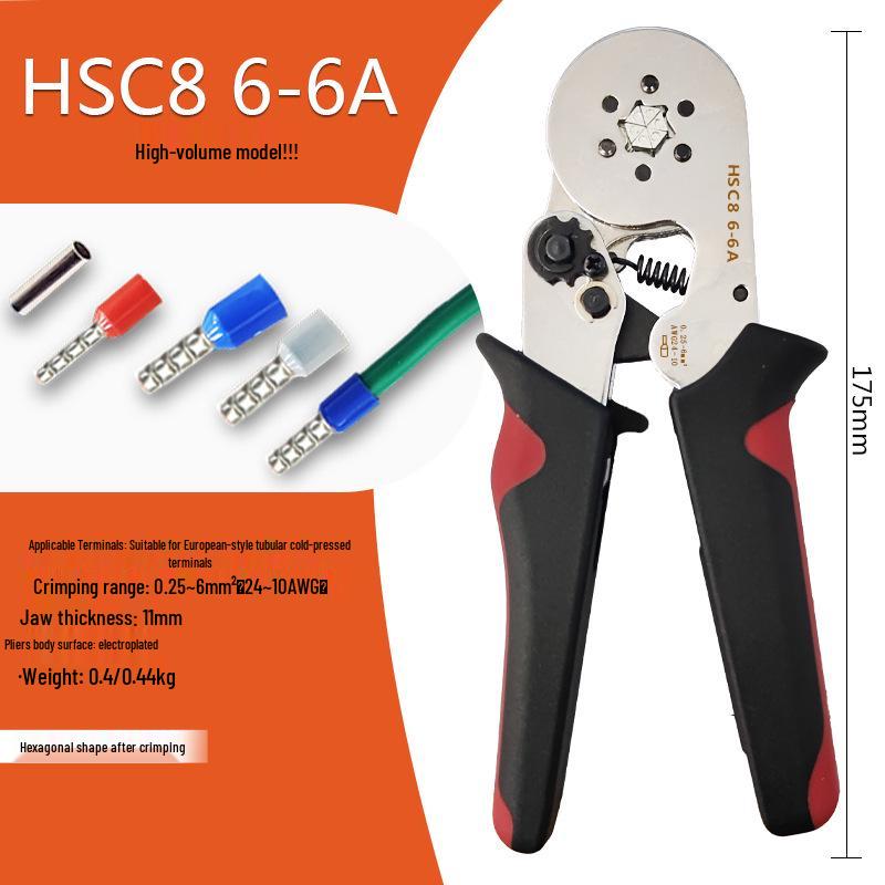 Hexagonal Mini Ratchet Crimping Pliers Set HSC8 6-6 for European Terminals