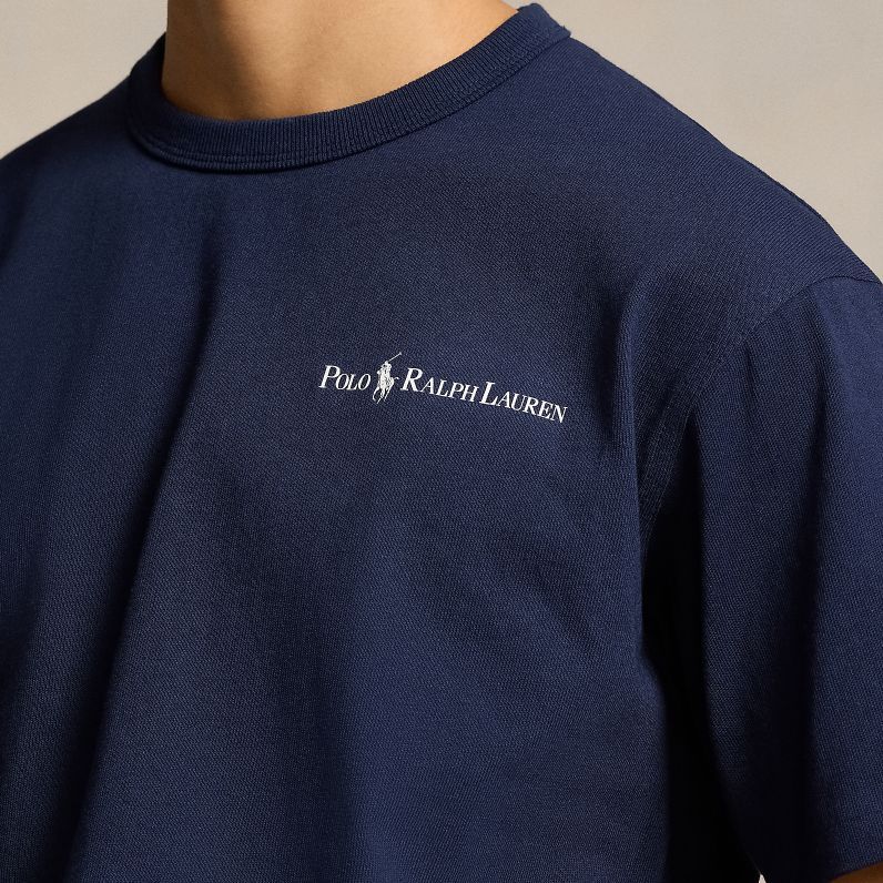 Polo Ralph Lauren Однотонная футболка с вышивкой букв, свободного кроя, с коротким рукавом, мужская, топы, морской синий MNPOTSH1N822096-410
