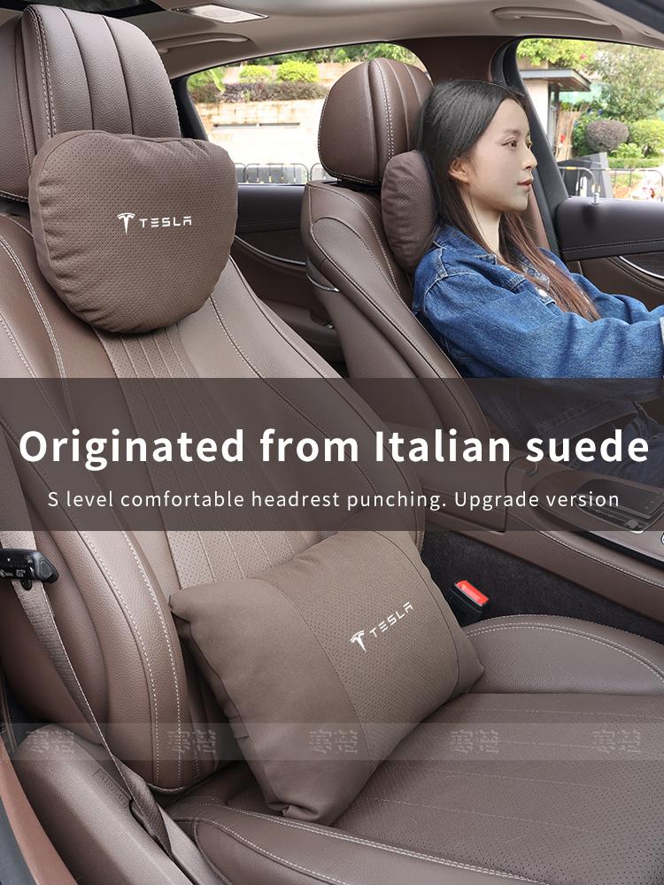 Car Headrest Neck Support Seat Lumbar cushion Breathable Soft Neck Pillow Waist pad For Tesla Model 3 Model Y Model S Model X