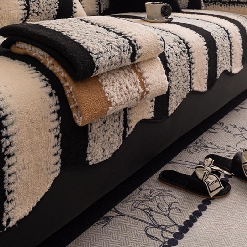 Нескользящая накидка на диван в скандинавском стиле, Зимняя утолщенная плюшевая накидка на диван, Защитное одеяло для дивана из овечьей шерсти, Домашний декор, Подушка для дивана