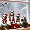 Reusable Holiday Ornaments Christmas Pet Static Window Clings Cute Dogs Cats with Santa Hat Decals Decals Xmas Festive Decor for Home Shop Seasonal