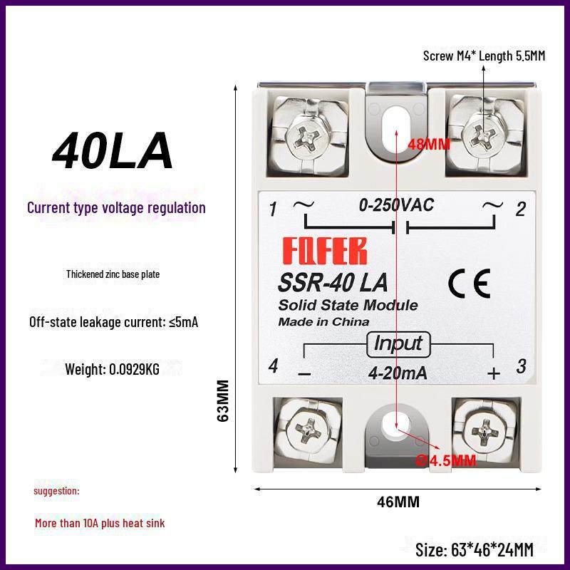 Управляемое постоянным током твердотельное реле переменного тока 40DA 25A 60DA 80DA 100DA-H 40DD VA однофазное твердотельное реле