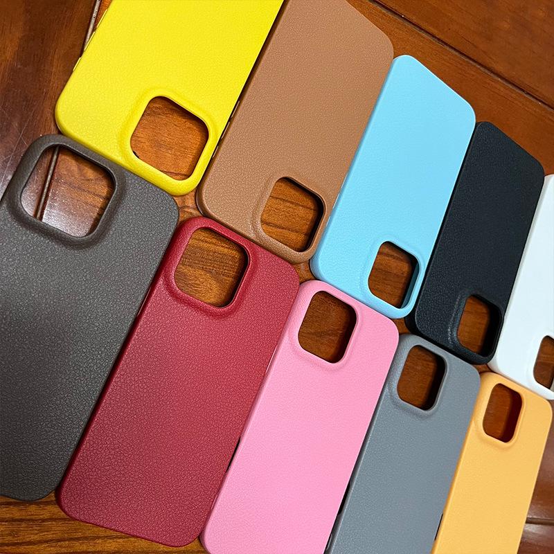 Applicable To IPhone16ProMax Mobile Phone Case 14 Apple 15 Simple TPU Leather Pattern 12Pro Material Case 13