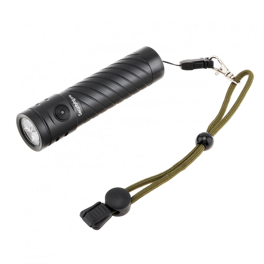 SecurityIng 1500 Lumens Rechargeable Flashlight with 4 IP65 for and Mountaineering Sold Modes, Waterproof, Hiking, Fishing, Camping, (Batteries