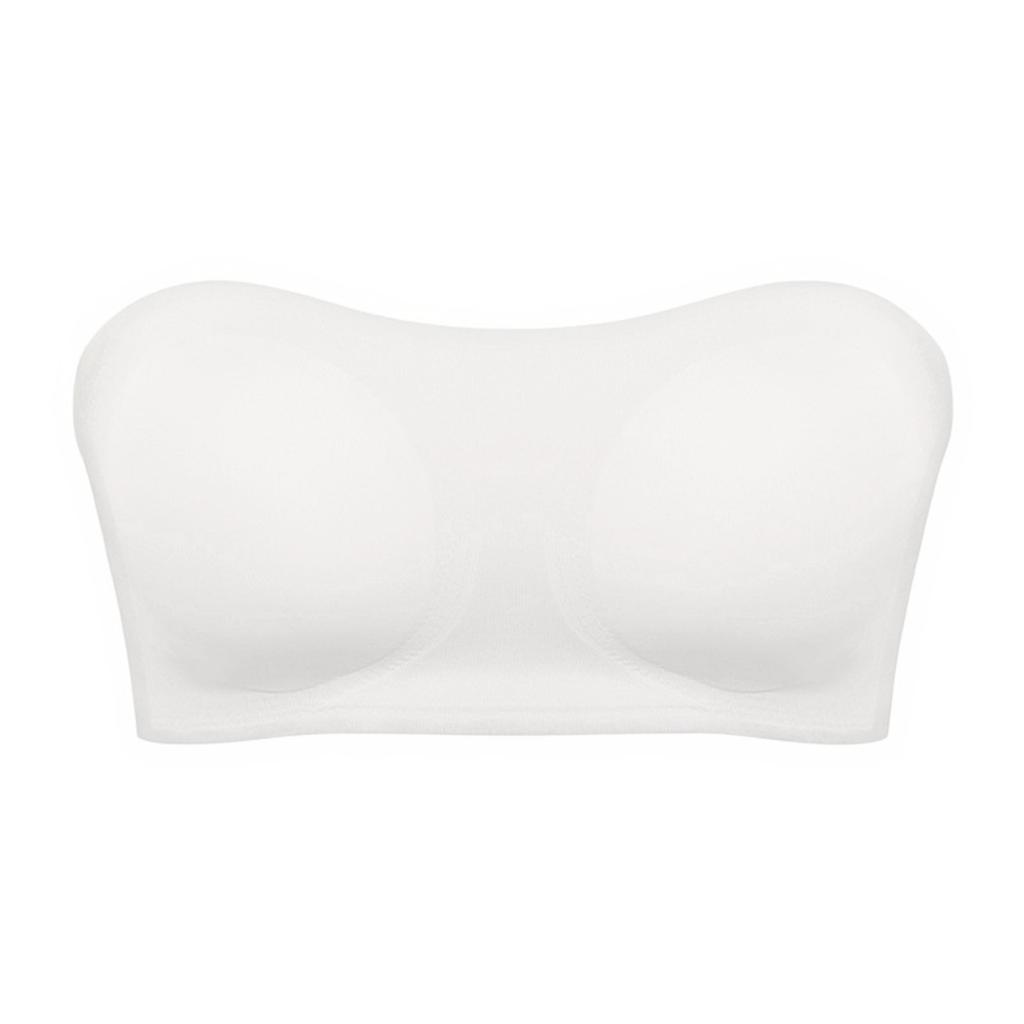 Women's Sexy Solid Color Strapless Back Cross Side Buckle Non Slip Strap Breast Pad Strapless Bra No Steel Ring Bra