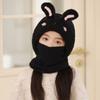 Knitted Beanie Rabbit Ear Winter Hat Plush Face Guard Neck Warmer Pullover Cap  Infant Cap
