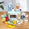 Деревянная игрушка Сделай сам Имитация Кухни Кофемашины Приготовление Еды Модель Набор Образовательные Игрушки Для Детей Девочек