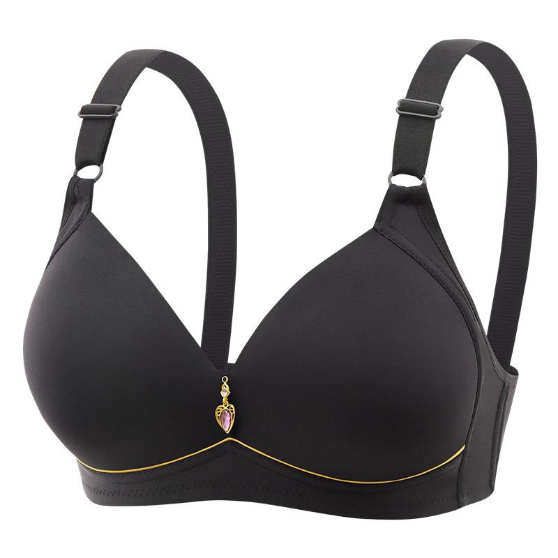Underwear Large Size Thin No Steel Rim Bra Gathering Glossy No Traces Glossy Big Breasts Small Women's Breathable Upper Support Bra