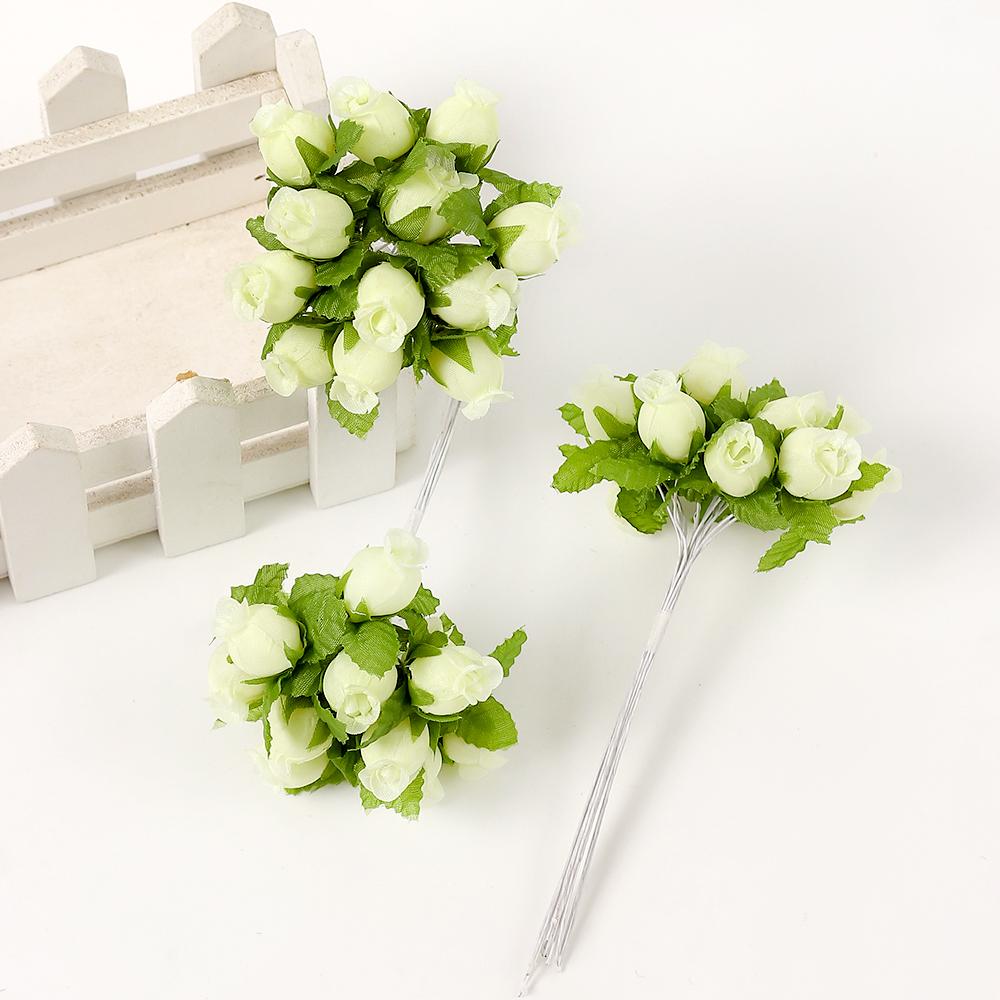 12 шт./лот Мини Искусственные Розы Букет Шелковые Искусственные Цветы Для Домашнего Декора Свадебного Украшения Крафт Венок Подарочные Аксессуары