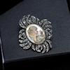 Women Retro Alloy Brooch Breastpin Shell Crystal Inlaid Fashionable Dress Decoration for Ladies