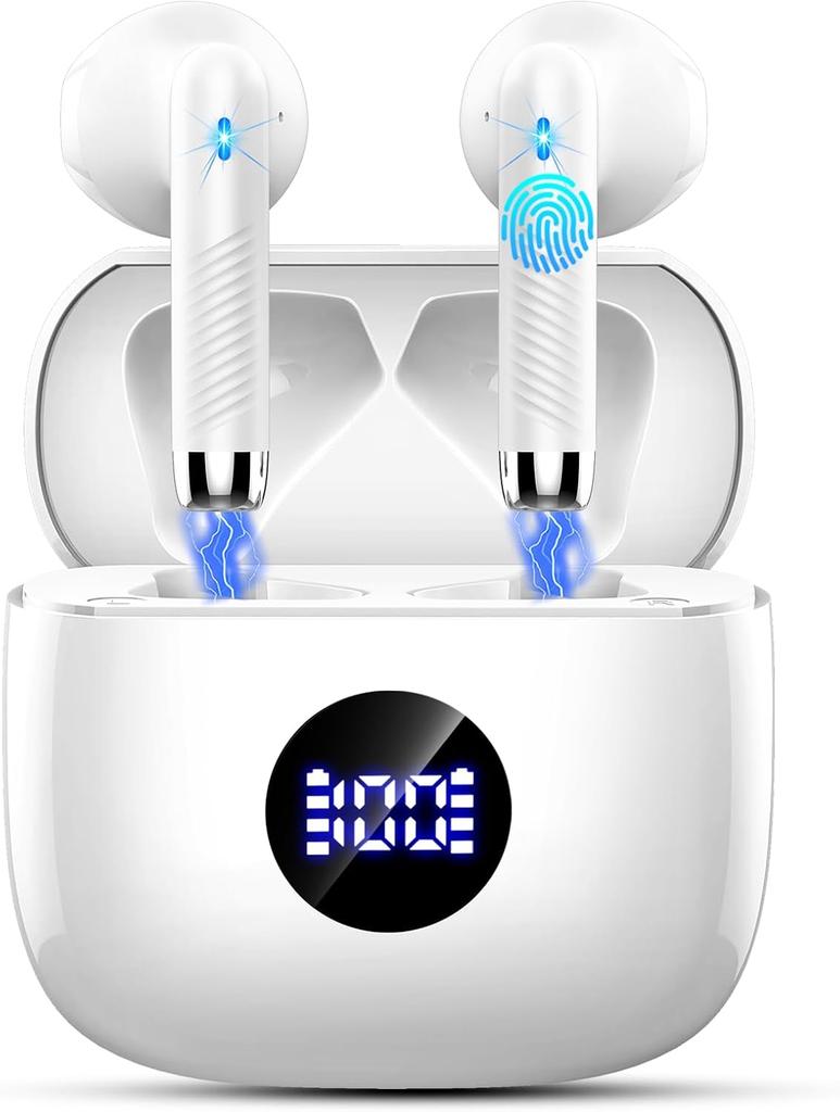 Беспроводные наушники, Bluetooth 5.4 наушники HiFi стерео, внутриканальные наушники с 4 шумоподавляющими микрофонами ENC, 40H воспроизведение вкладышей со светодиодным дисплеем