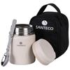Термос для супа SANTECO с вакуумной изоляцией, 500 мл, широкое горлышко, термос для ланча с изоляцией, ложка и специальная сумка в комплекте, стильный, унисекс, идеально подходит для пикников и