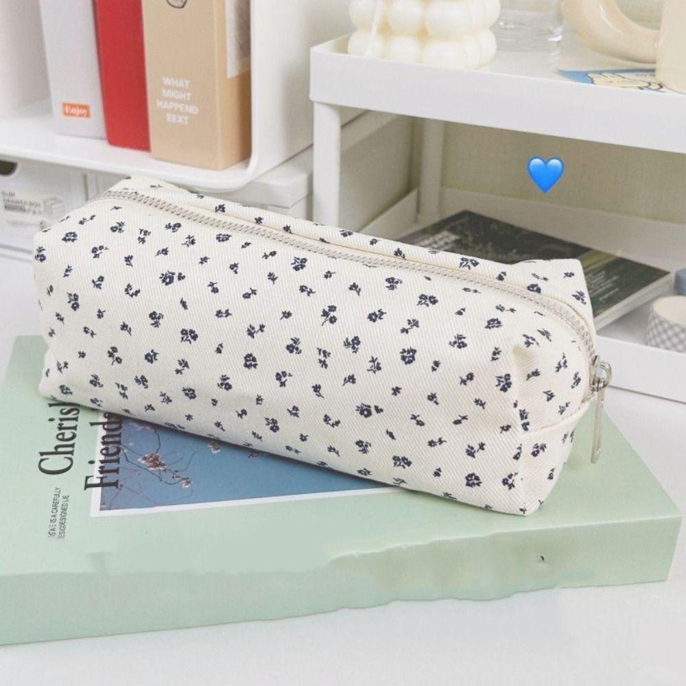 Large Capacity Pen Bag Floral Print Pencil Case Cute Pen Box School Office